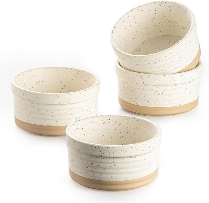 Dafuceramic Ramekins 8 oz Oven Safe, Porcelain Creme Brulee Ramekins Pudding Custard Cups Small Ceramic Souffle Dishes Baking Bowls Set of 4 (Arctic White) - Image 1